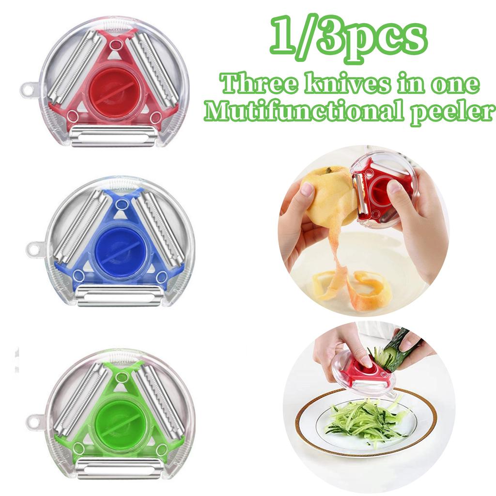 1/3-teiliges 3-in-1-Schäler-Set Magic Trio, Hobel, Schredder, Schäler, Julienne-Schneider, multifunktionale Schälklinge, Zestenreißer, Reibe, Küchenwerkzeug