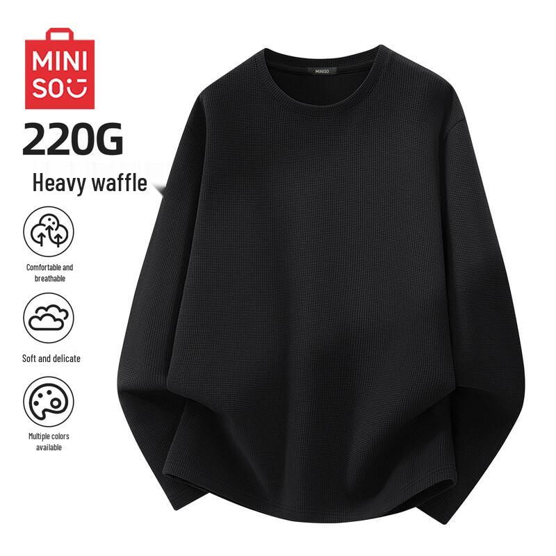 MINISO Men's Waffle Knit Long Sleeve T-Shirt