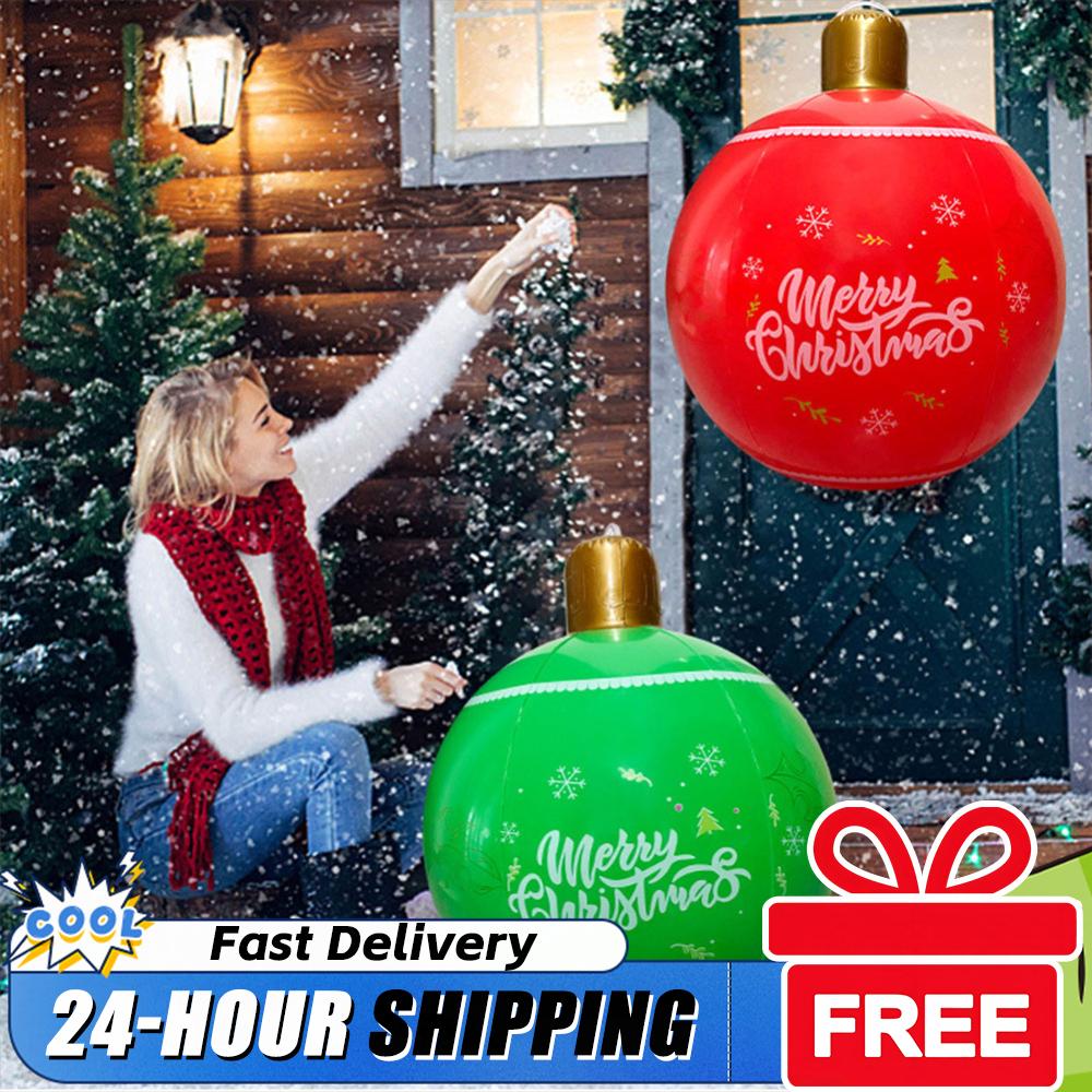 60cm New Inflatable Christmas Ball Giant Inflatable Christmas Ball New Years Christmas Ornaments Outdoor Christmas Holiday Decor