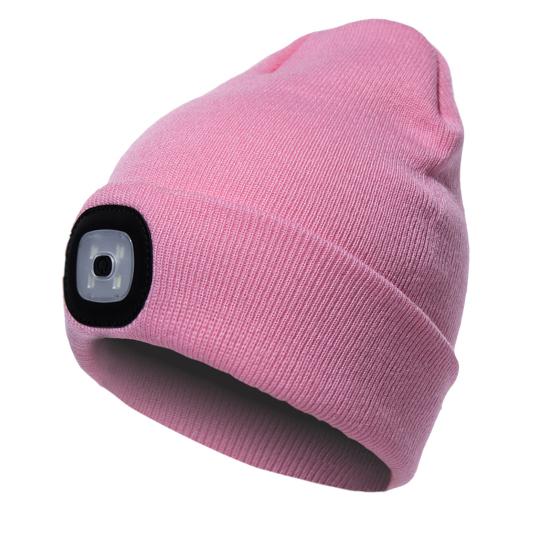 Women Men Illuminated Hat USB Charging LED Beanie Hat Headlamp Knitting Hat Unisex Winter Knit Beanie with 4 LEDs Light