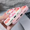 For iPhone 17 Pro Max Case Luxury Pink Cartoon Floral Pattern Leather Texture Silicone Cover For iPhone 16 Pro Max 15 14 13 12 11 16E Air