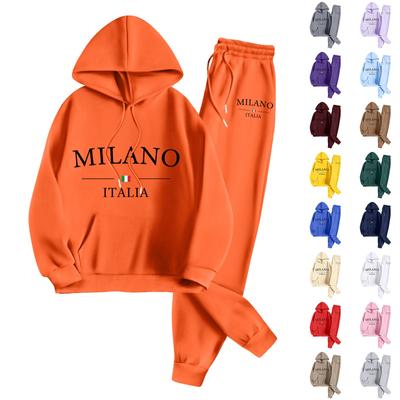 Unisex Fashionable Casual Long Sleeved Pants With Printed Loose Fitting Pullover And Pants Set