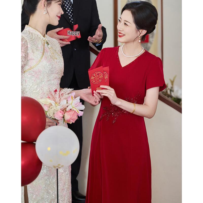 Pastte Women's Summer V-Neck Floral Wedding Guest Midi Dress