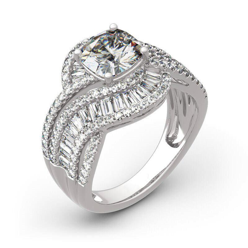 Ladies  Accessories Luxury Jewelry European And American New Geometric Square Micro Inlaid Proposal Ring Attending Banquet 7