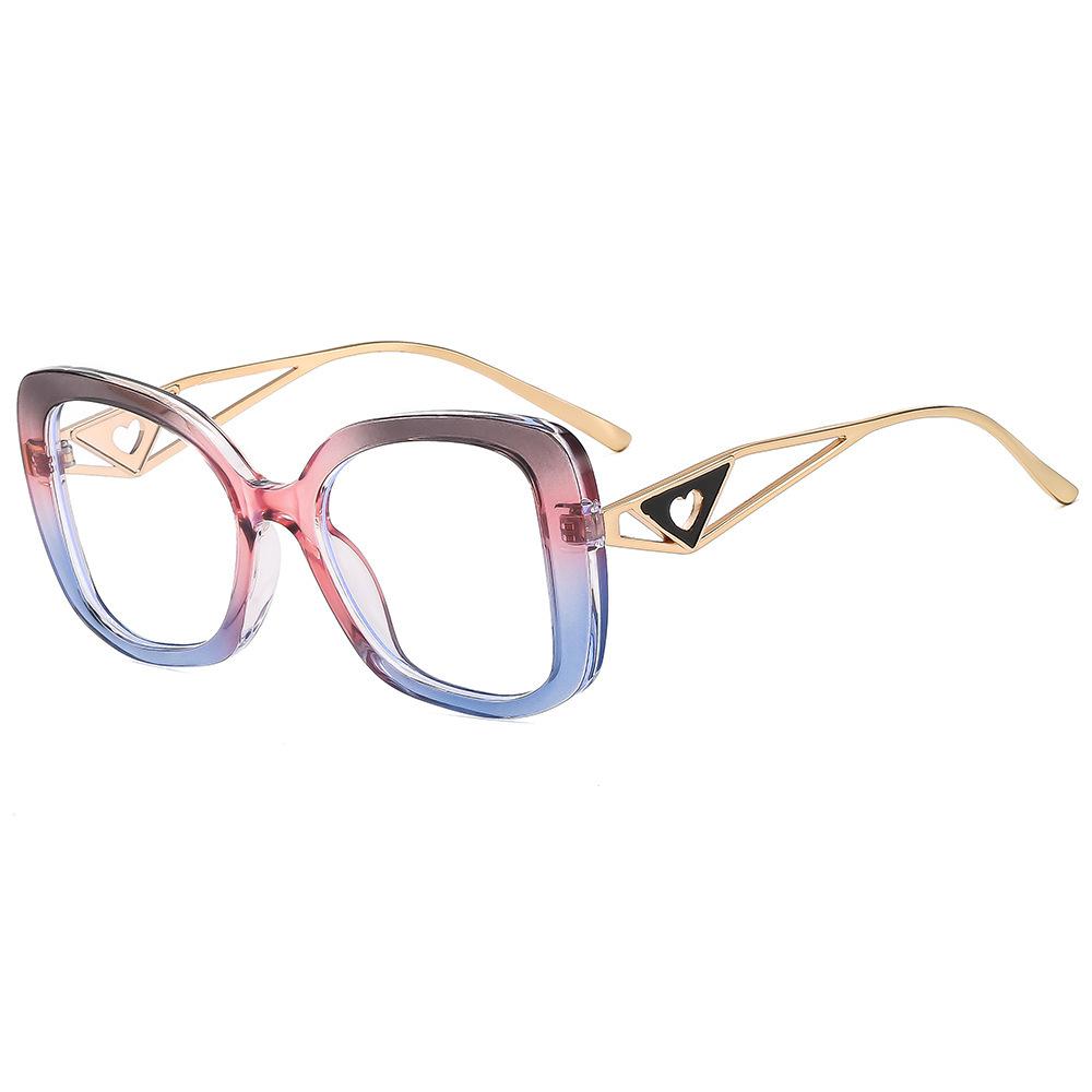 

Luxury Brand Oversized Square Reading Glasses Women Triangle heart Temple Eyeglasses Blue Light Blocking Clear Computer Glasses 0