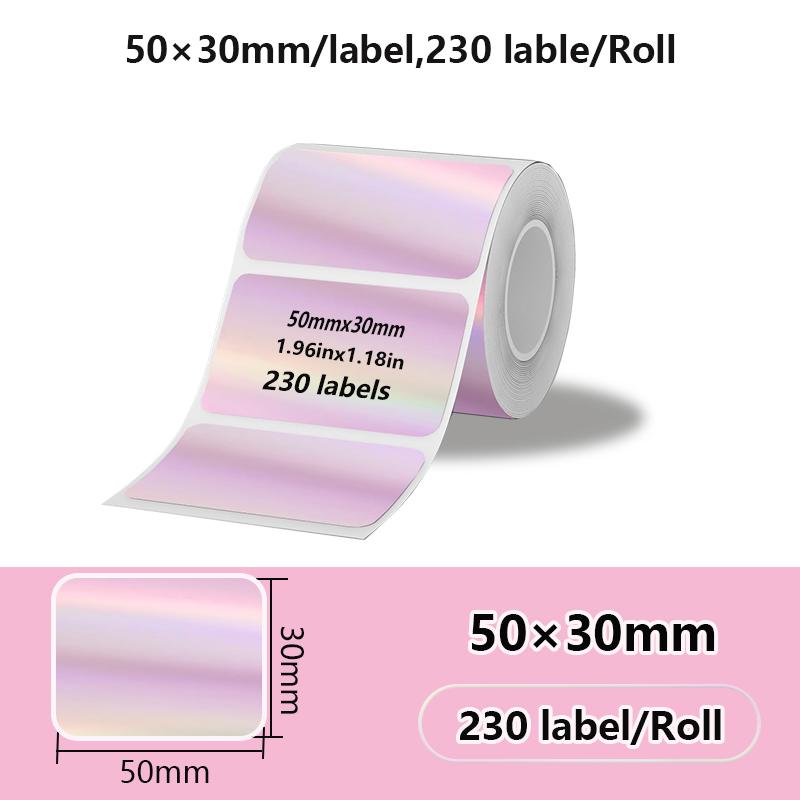 1PK New Holographic Laser Color Transparent Thermal Adhesive Label Roll Suit for Phomemo M110/M200/M120/M220 E210 P50 DETONG P1