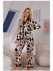 Damen Pyjama-Set mit Leoparden- und Zebra-Print - Langärmliges Oberteil und Hose, Perfekt für Frühling und Herbst (TZ21941)