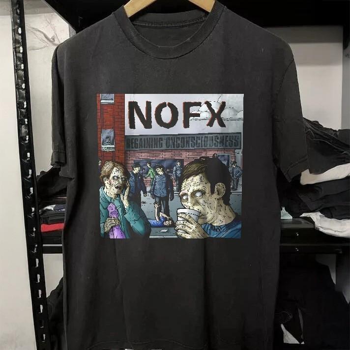 HOT! Nofx Punk Rock Regaining Unconsciousness Black Heavy Cotton T-Shirt L