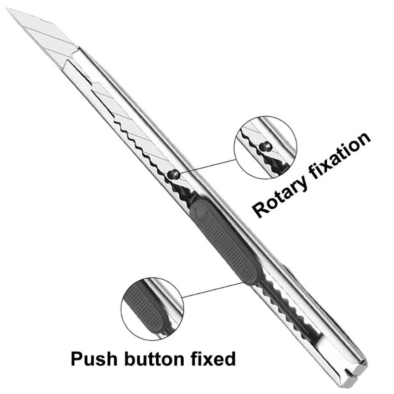 10Pcs Utility Knife Stainless Steel Paper Cut Box Cutter Tools Kit Non-Slip Blades Unboxing Knife Handicraft Carving Tools