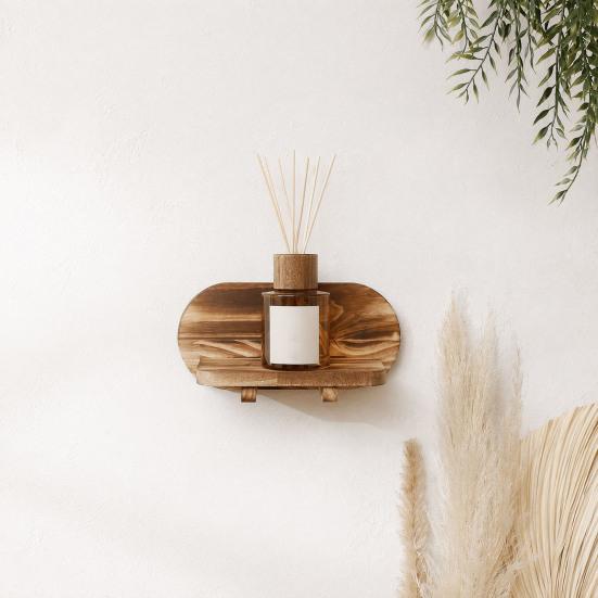 Wood Wall Shelf with Treatment Moisture-Proof Wooden Shelves Rounded Oval Design Organizer