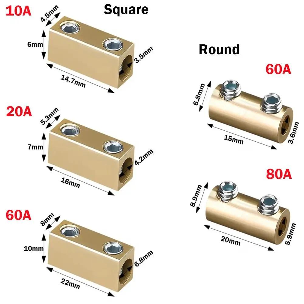10/20Sets Brass Terminal Block with Heat Shrink Tubing 10/20/60/80A 1 In 1 Out High Power Splitter Quick Wire Connector