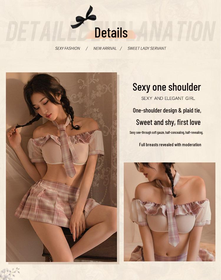 Charming Mesh Lingerie Student Uniform Set: Tempting & Sexy JK Style