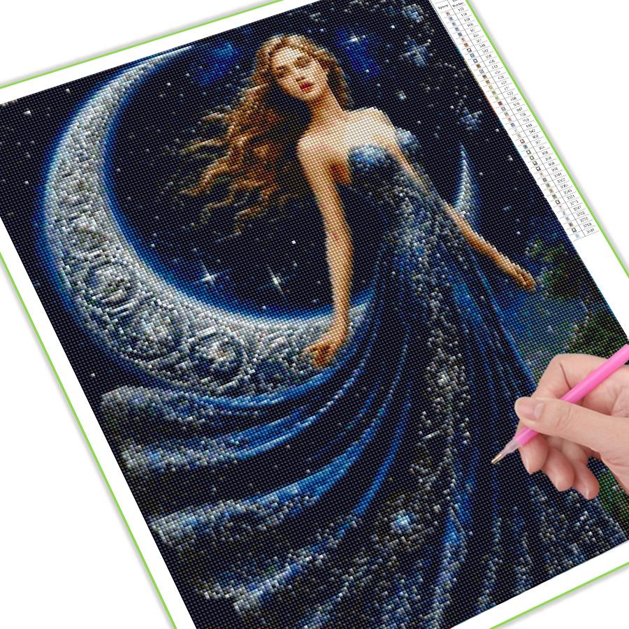 Diamantmalerei Neue Kollektion Mondfrau DIY Voll Quadratisch Rundbohrer Strassstickerei Mosaik Kreuzstich-Kits Wanddekor