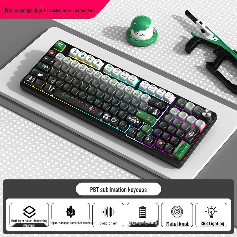 98-Key RGB Wireless Bluetooth Triple-Mode Mechanical Keyboard - Gaming, Esports & Office Customization Screen