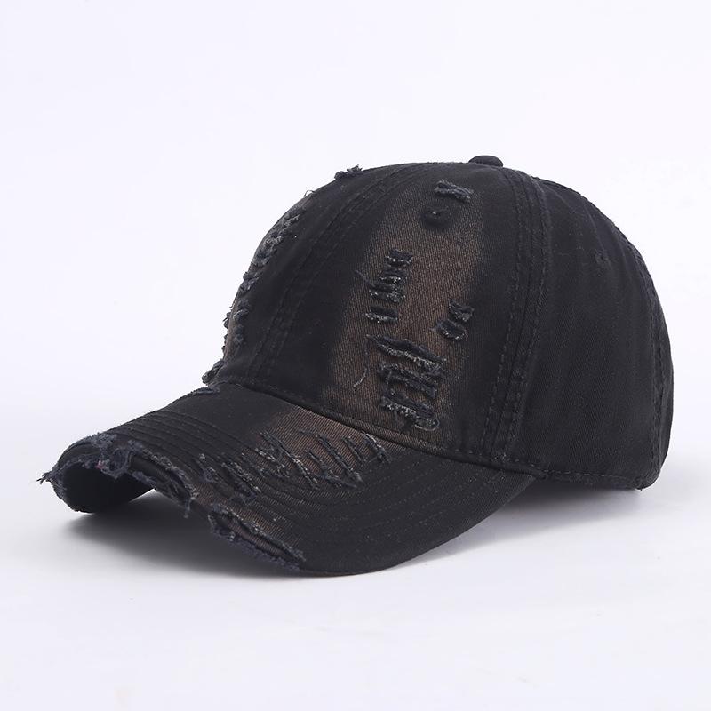 

Vintage baseball cap deep top hardtop washed denim peaked hat women s large brim Adjustable чёрный