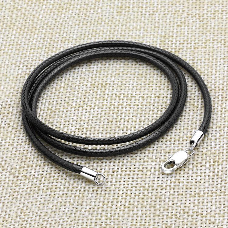 Leather Cord Necklace String Lanyard with Pendant for Men and Women In Black and Red, Waxed Leather Rope.