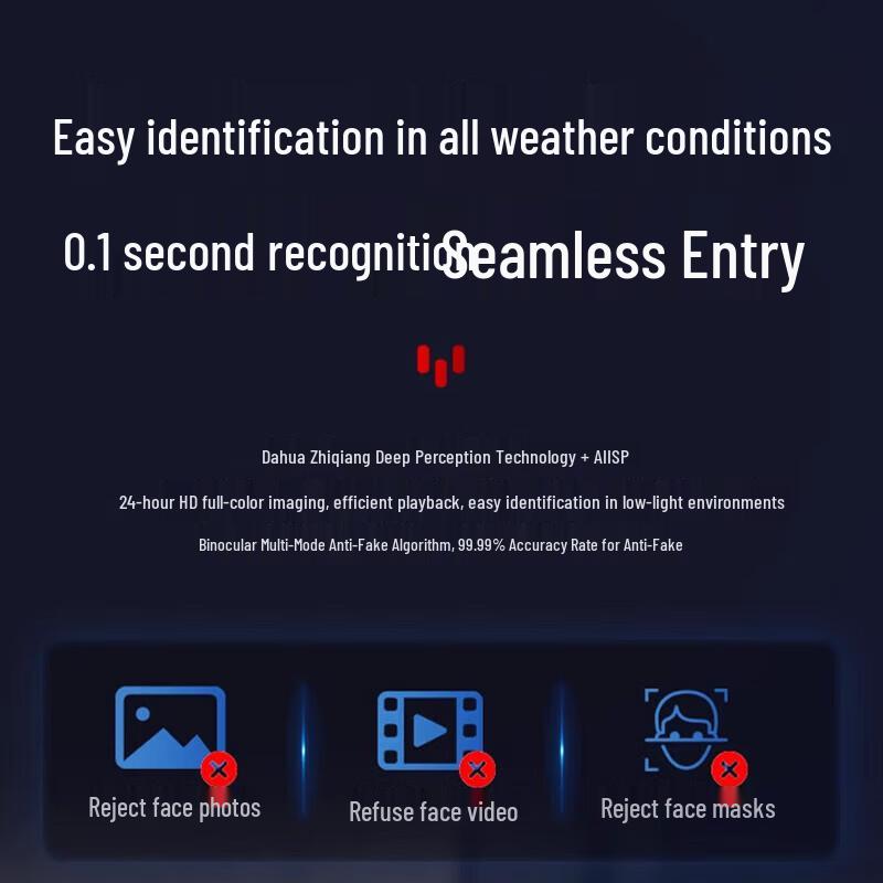 Dahua 7-inch Facial Recognition Video Intercom Access Control System CN plug (adapter included)