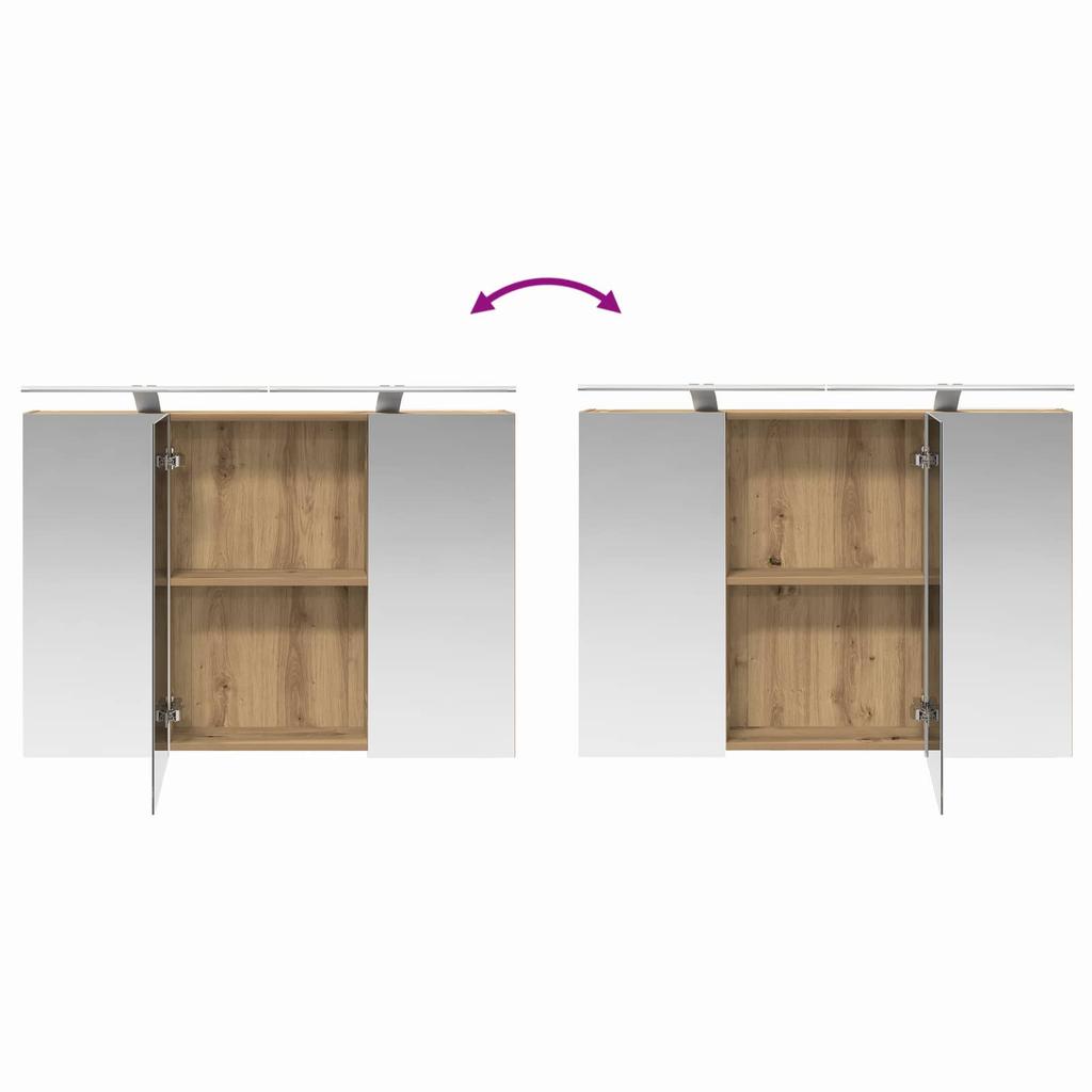 Bathroom Furniture Set 4 Pcs Artisan Oak Engineered Wood and Glass