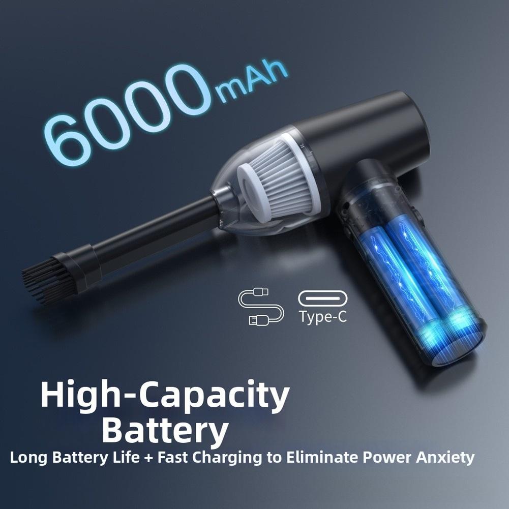 Wireless Vacuum Cleaner 5000Pa for Vehicle Interiors and Domestic Cleaning with 3 Power Settings 6000mAh Battery and HEPA System