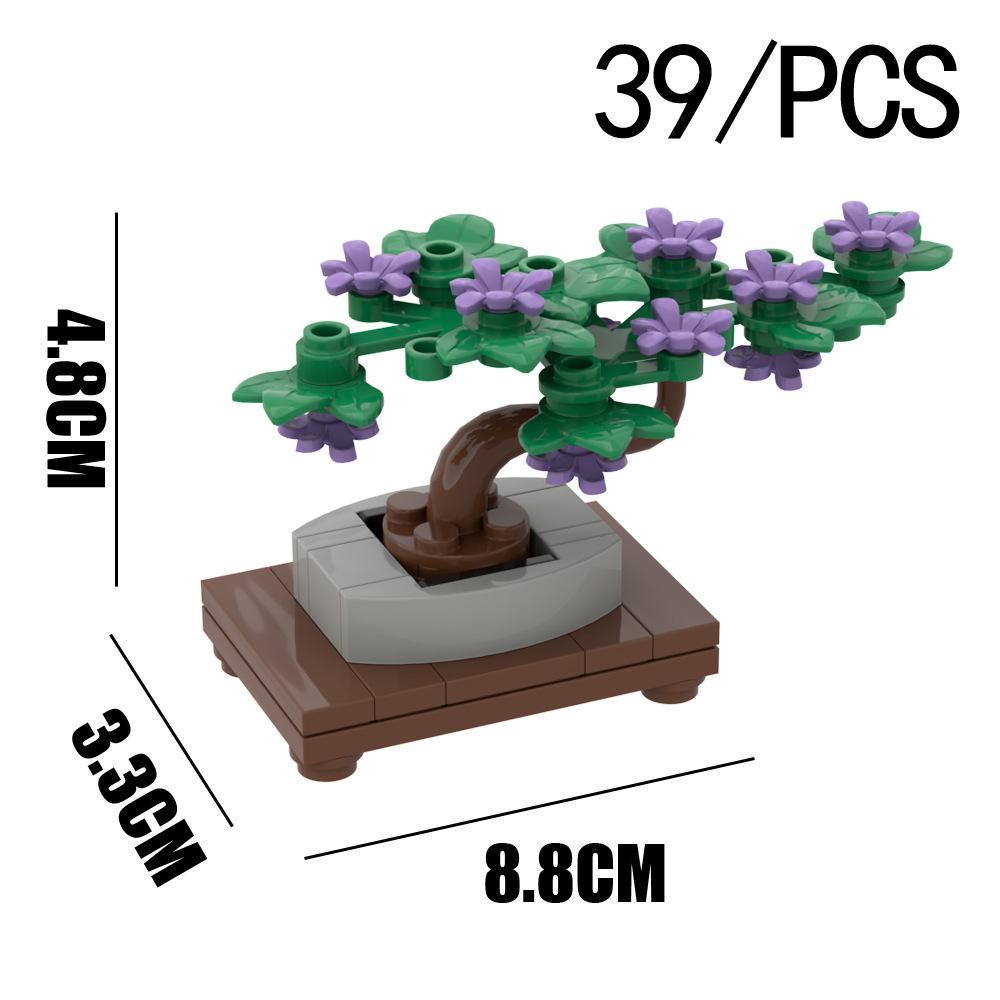Malé Částice Skládací Stavebnice Květinová Koule Borovice v Květináči Pěti-květý Kytice Doplněk Scény Zahradní Rostlina Ozdoba