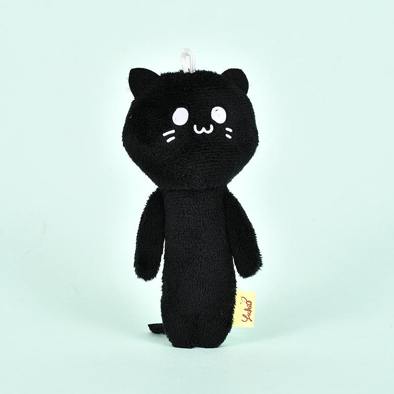 10CM Cartoon Yukio Ugly Doll Burnt Bread Plush Doll Keychain Funny Black Cat Sakura Doll Bag Pendant Bag Hanging Decoration Gift
