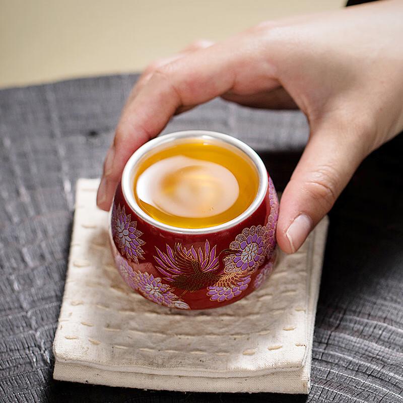 Chaxun Vintage Enamel Silver-Plated Tea Cup Set