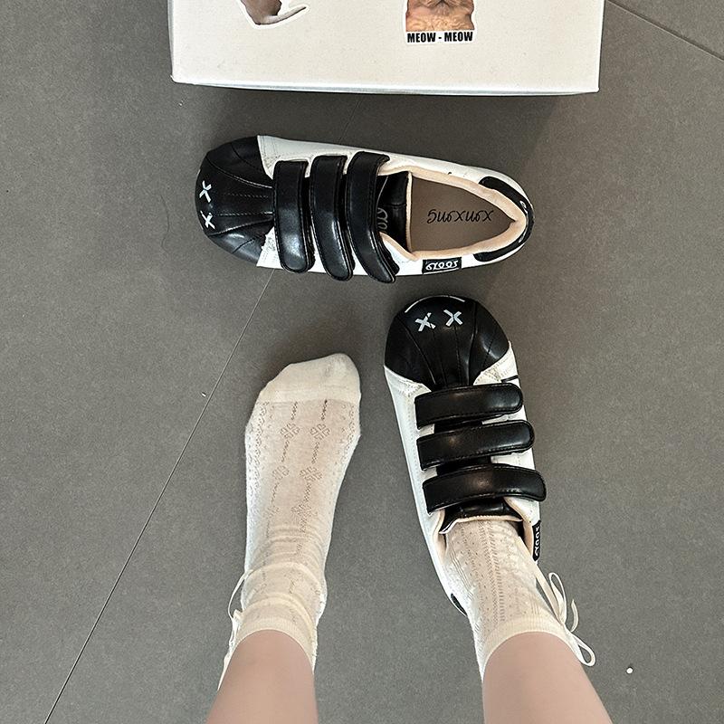 Velcro big head German training shoes women's retro ugly cute smiley face 2025 summer new thick sole inner height increase Forrest Gump shoes little