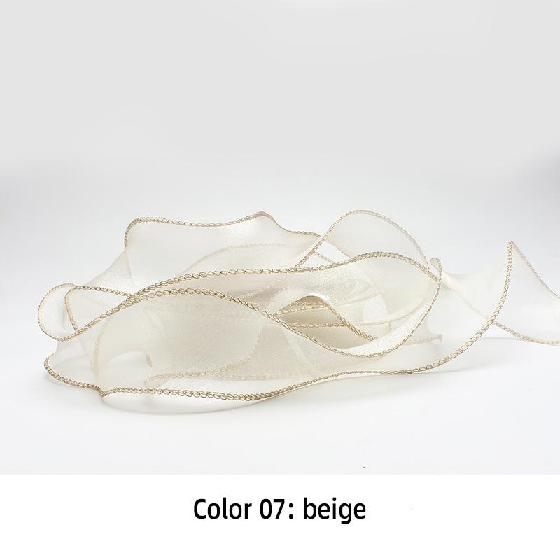 10Yards 40mm Golden Wavy Edge Chiffon Ribbon DIY Accessories Ribbon for Bows Bouquets Gift Wrapping Sewing Clothes Materials