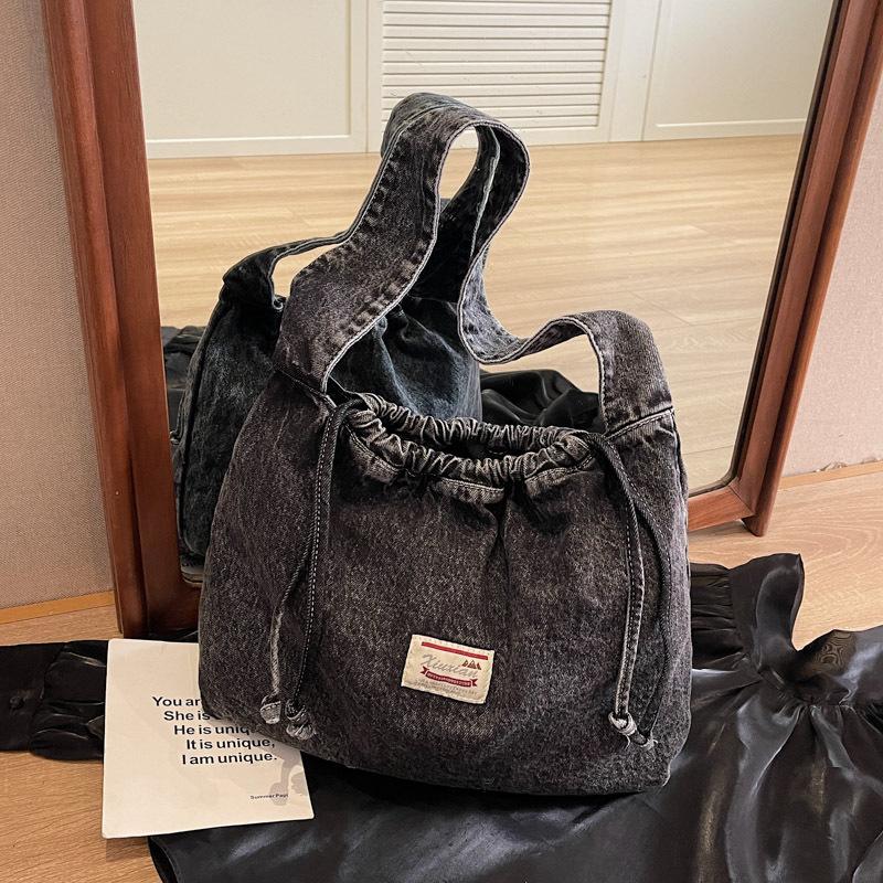 

Джинсовая сумка женская большой вместимости новая простая наплечная сумка с высоким чувством стиля легкая дорожная сумка-тоут