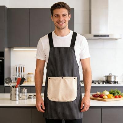 Kitchen Apron with Detachable Towel Waterproof Oil Resistant Adjustable Bib Apron with Pockets Lightweight Work Apron for Cooking Gardening & Crafts