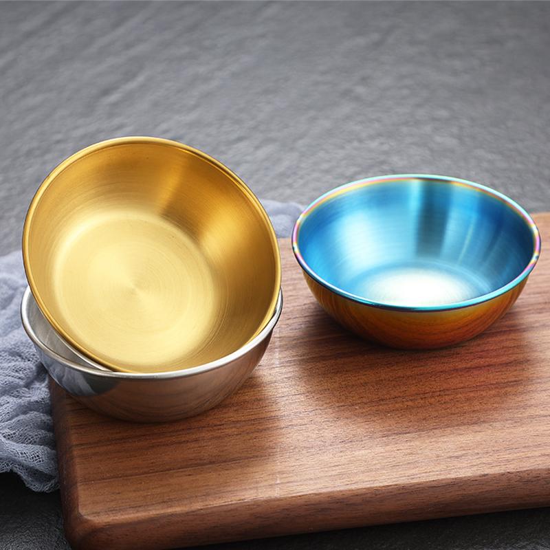 4/8Pcs Stainless Steel Sauce Dishes Mini Round Seasoning Bowls Appetizer Soy Sauce Dipping Plates Household Kitchen Utensils