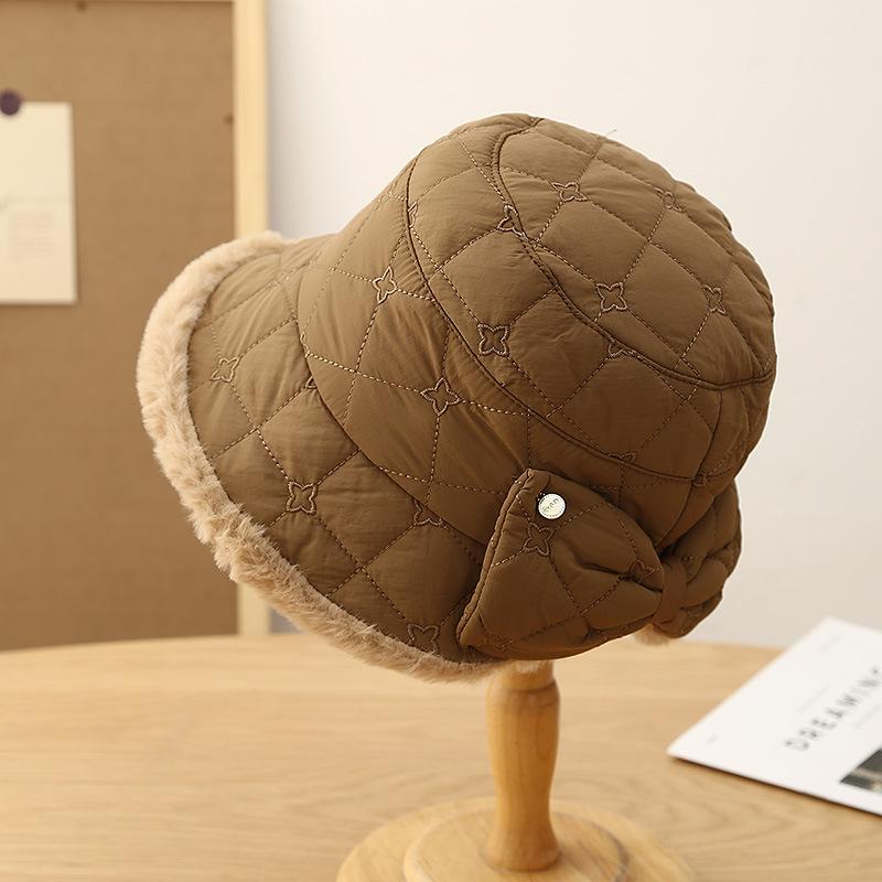 Fashion Bow Padded Bucket Hat Women's Autumn and Winter Casual Plush Basin Hat