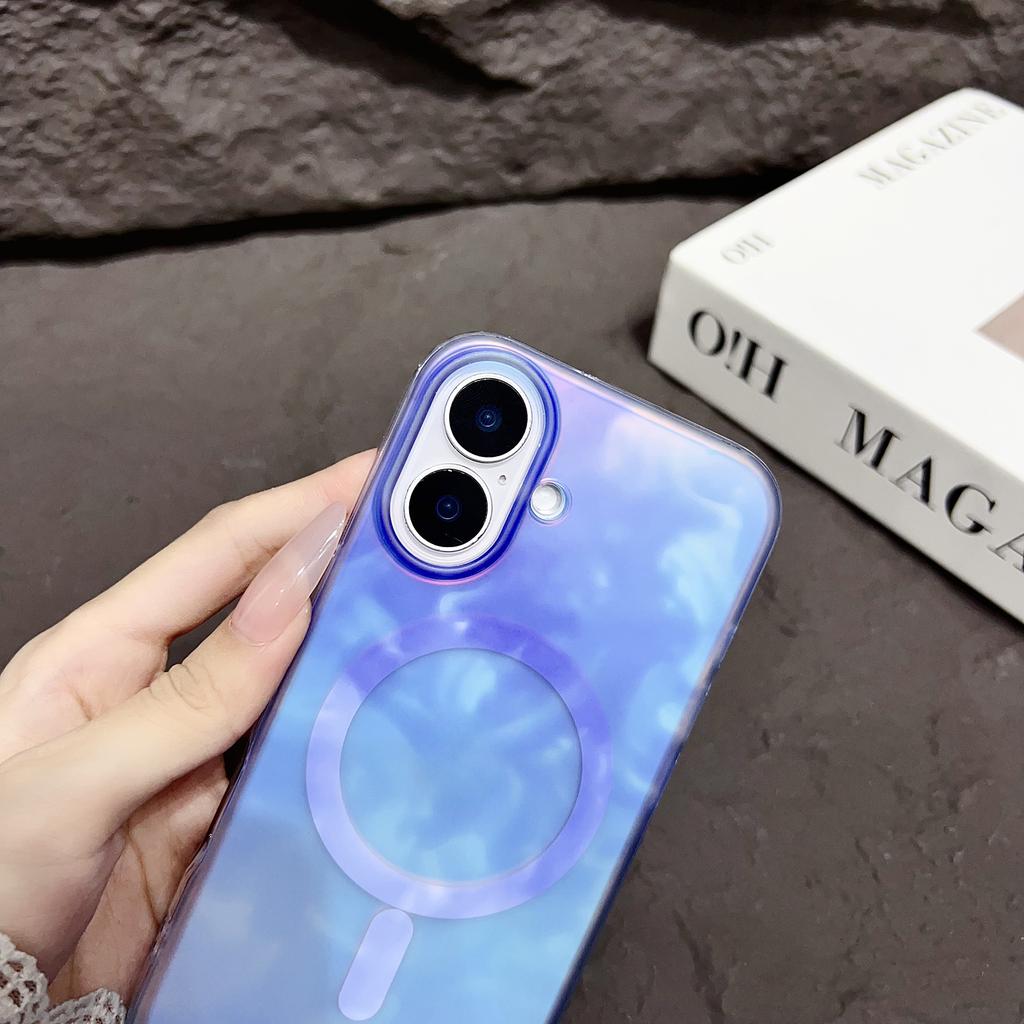 For iPhone 16 Case Compatible with MagSafe Ink Painting IMD PC+TPU Phone Cover