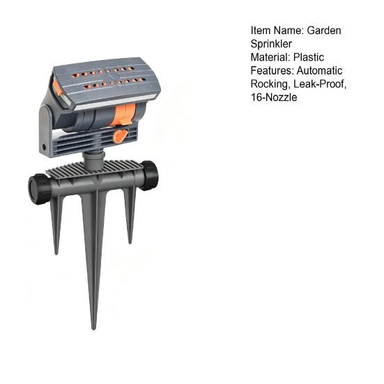 16-Nozzle Oscillating Sprinkler Adjustable Spray Mist Sprinkler 360-Degree Automatic Rocking Sprinkler for Garden Backyard Lawn Irrigation