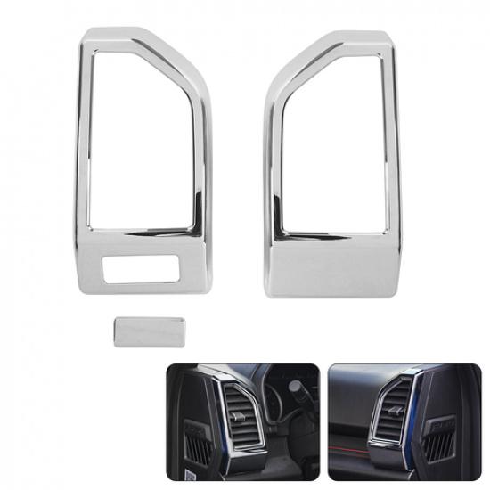 Chrome Inner Dash Side Conditioning Vent Outlet AC Cover Trim For Ford F150 15+