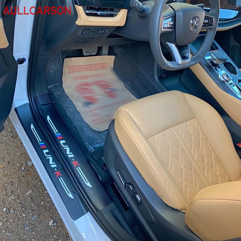 For Changan Unik Uni-k 2022 2023 Car Door Sill Leather Stickers Protection Plate Carbon Fiber Threshold Strip