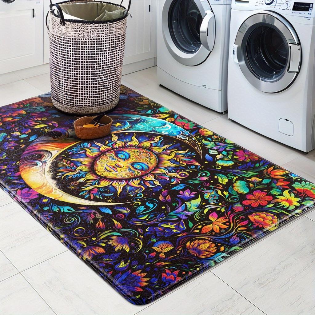 1PC Mushroom Forest Pattern Kitchen Rug Non-Slip Door Mats Pop Design Bathroom Rug Bath Mat Carpet for Home Sink Laundry Decor