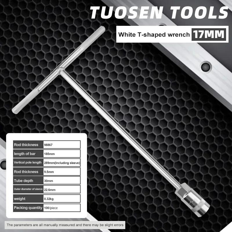 White T-shaped Wrench 15mm To 19mm Socket Wrench Manual Labor-saving Hexagonal Hex T Type Socket Wrench for Car Maintenance
