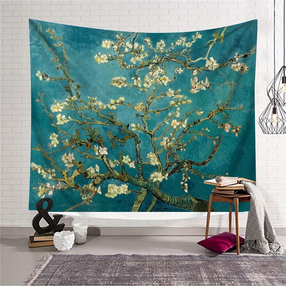1pc Landscape Oil Painting Almond Blossom Printed Tapestry Home Decoration Wall Carpet Wall Decoration