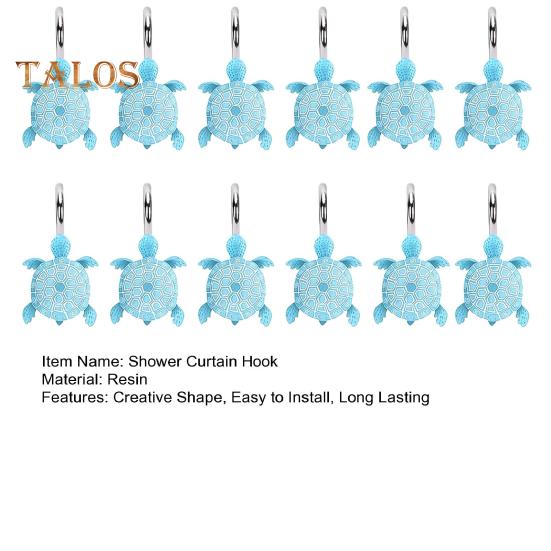12Pcs Bathroom Sea Turtles Shower Curtain Hooks Rings Simple Installation Decorative Metal Shower Curtain Hanger Hooks