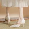 Fashion With Medium Heels Ladies Pumps Pointed Toe Stilito Pearl Women's Shoes Fashion Elegant Dress Vacation Non Slip Young Chic Point