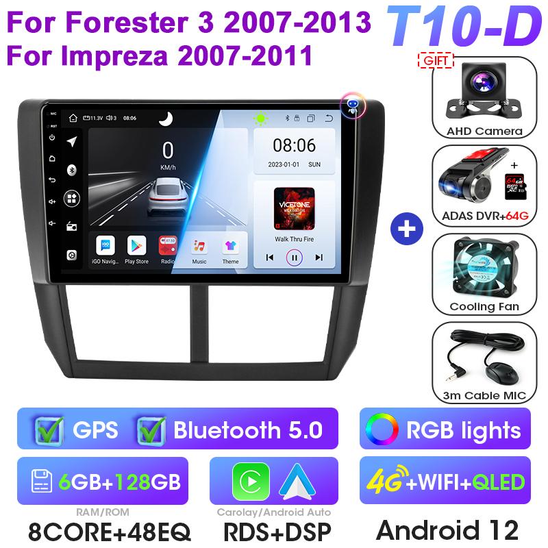 Android 12 Car Radio For TSubaru Forester 3 SH 2007-2013 For Impreza GH 2 Din Carplay Auto Intelligent Systems Smart Autoradio