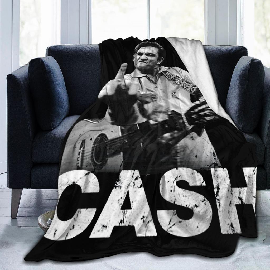Johnny Cash Middle Finger Blanket Fleece Print Portable Lightweight Thin Throw Blanket for Bed Office Bedspreads