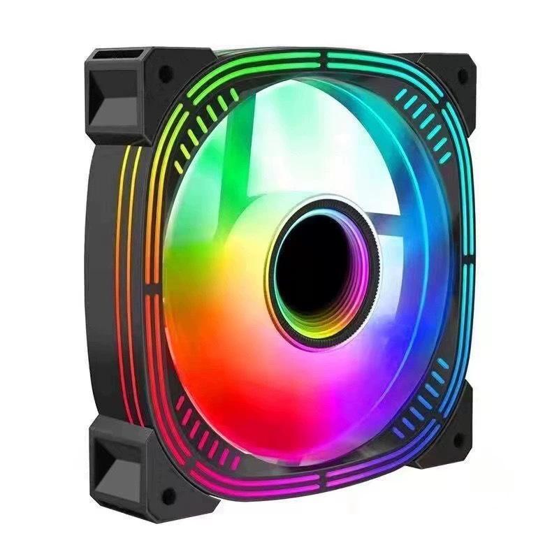 AGB 12cm RGB Temperature-Controlled Chassis Fan, Large 4-Pin, White/Black, Synchronous Cooling