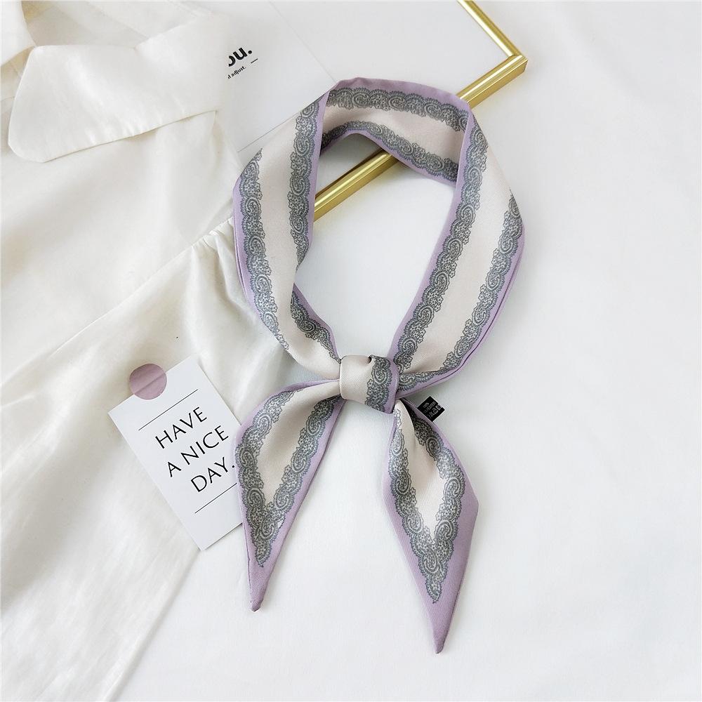 Decorative Simple Texture Silk Scarf Women'S New Style Spring And Autumn Summer Fashion Versatile Headscarf Work Scarf