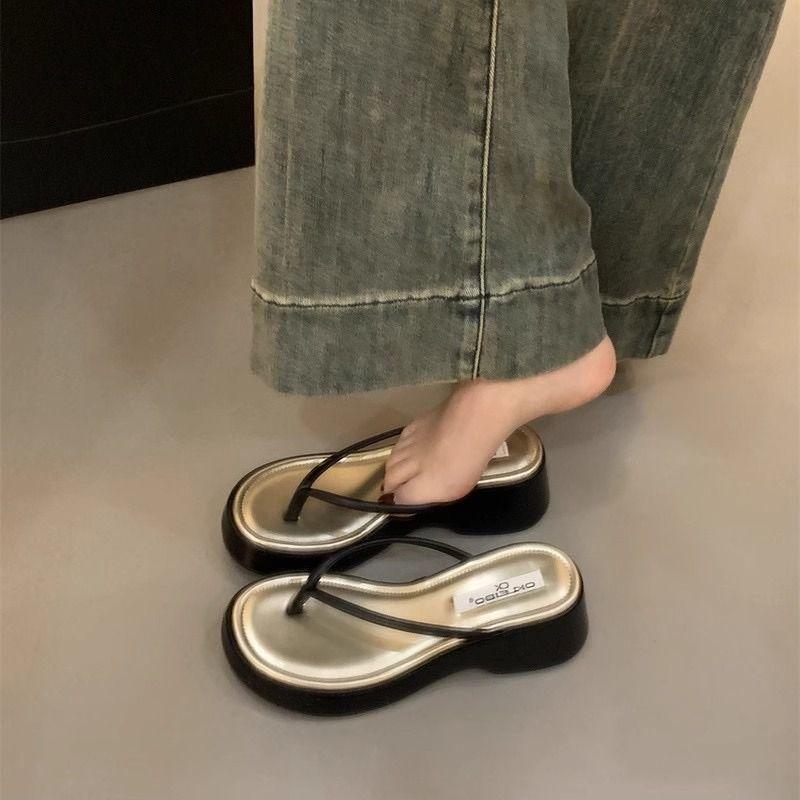 Shoes for Women Outside Slides Height Unique Shoe Summer Woman Flip Flops Slippers Footwear Casual Original on Sale 2025 Sandals