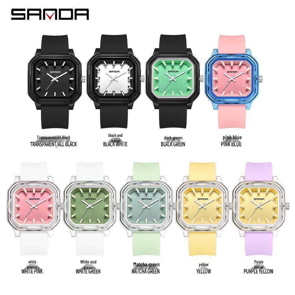 Sanda Colorful Minimalist Student Quartz Watch with 3D Scale and Waterproof Design
