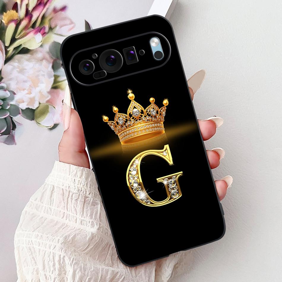 For Google Pixel 9 Pro 9a Pixel9 Fashion New Crown Letter Phone Case For Google Pixel 9 Pixel9a 9Pro Black Silicone Soft Cases