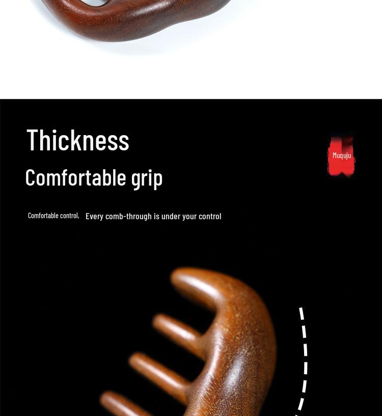 Unpainted Golden Sandalwood Multi-Tooth Scalp Massage Comb - Portable and Fine-Tooth Meridian Smoothing Comb