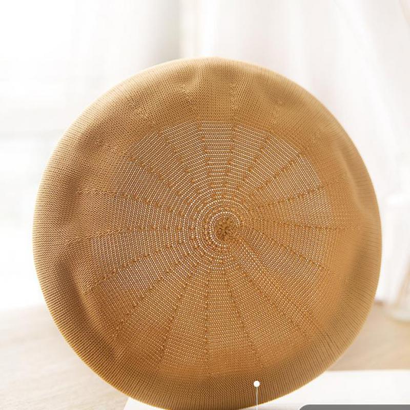 Beret Hat Women Spring Summer Hats For Women Retro Knitted Painter Cap Casual Trendy Design Solid Breathable Thin Cap Female New